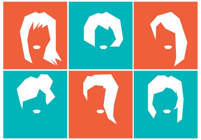 Silhouette of Girls Hairstyles  vector