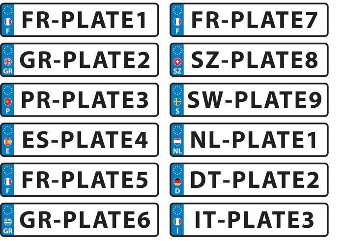 European License Plate Vectors 