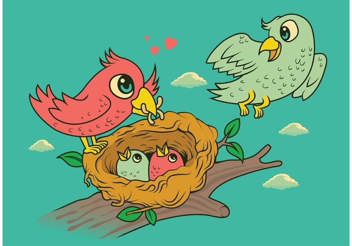 Bird in Nest Family  vector