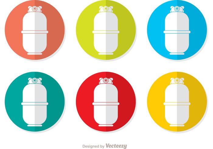 Colorful Gas Cylinder Vector Icons 