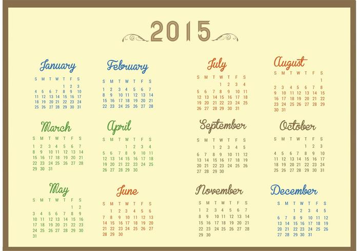 Free Vector Calendar for 2015