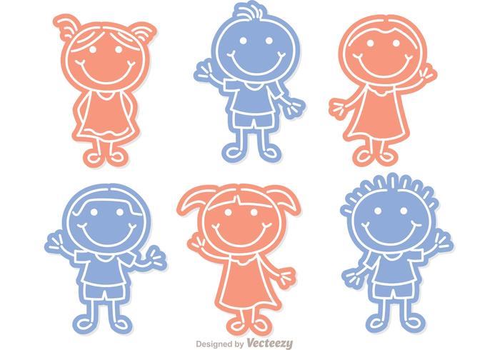 Little Niños Outline Vector Pack