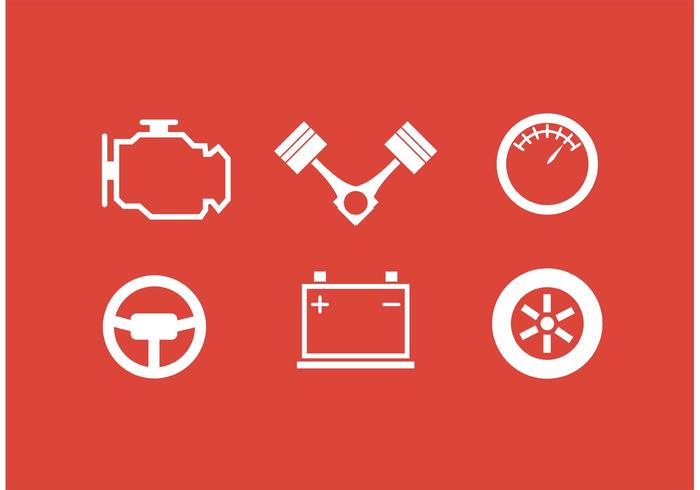 White Piston Engine Icon Collection  vector