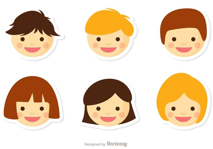 Niños face vector pack 1