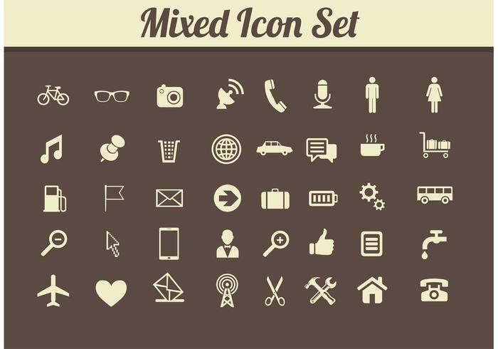 Retro Mixed Media Icon Vectors 