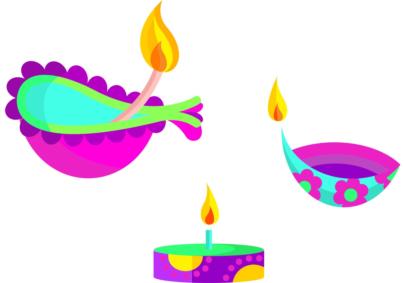 Diwali diya - oil lamp for dipawali celebration - vector illustration
