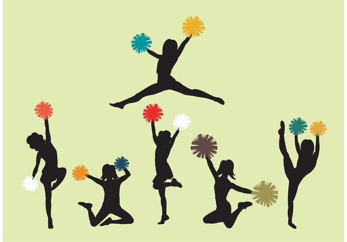 Set of Cheerleader Silhouette Vectors 