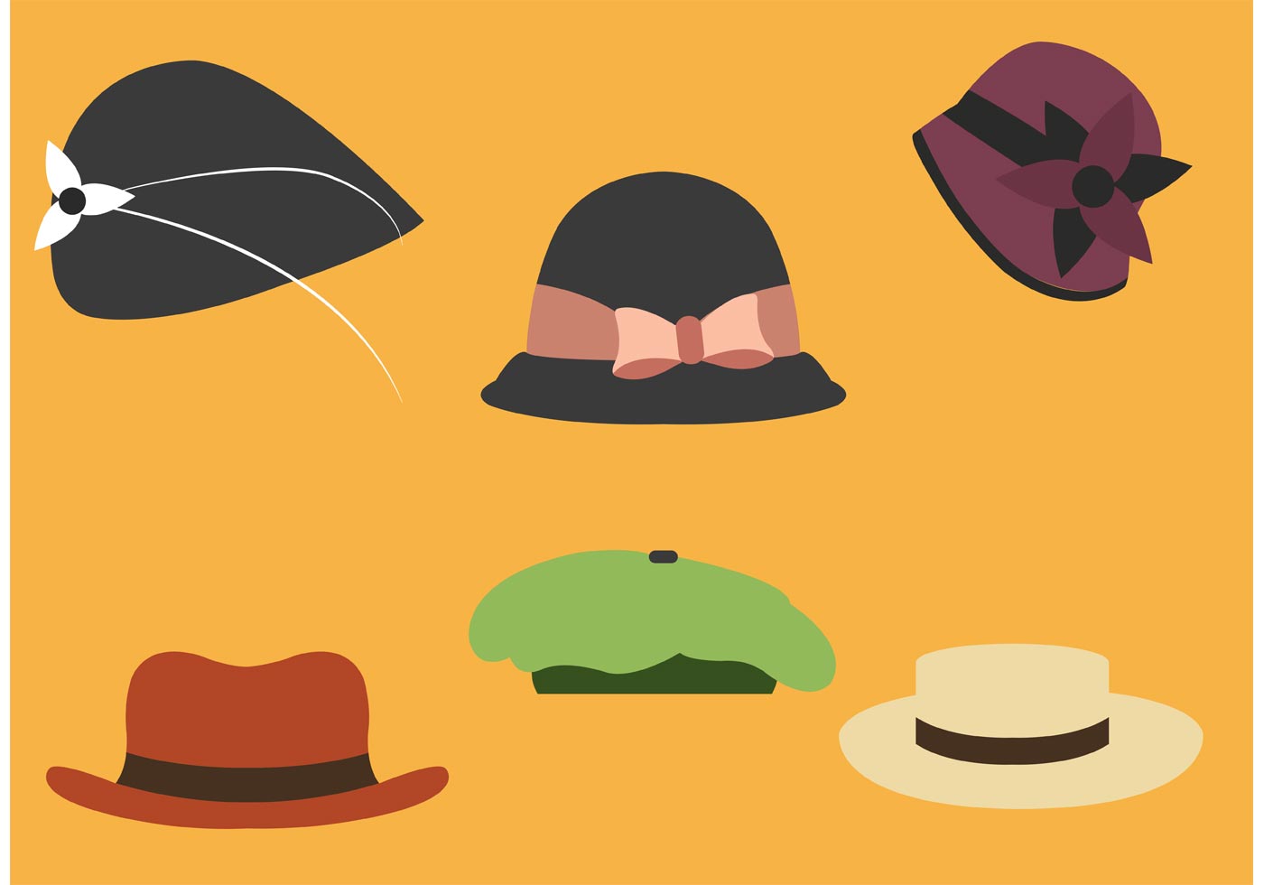 Roaring 20s Hat collection - Download Free Vector Art, Stock Graphics ...