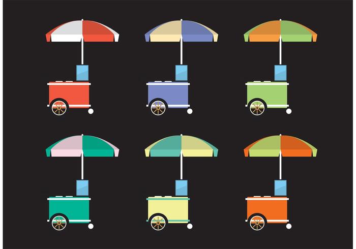 Colorful Food Cart Vectors 