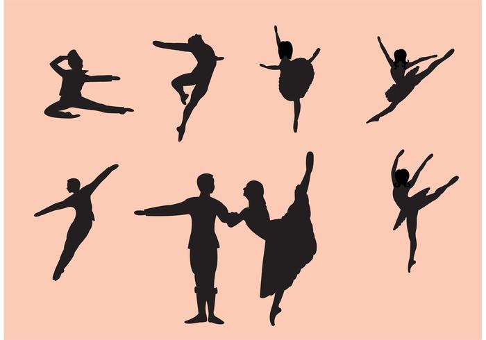 Set of Nutcracker Ballet Dancer Silhouettes vector