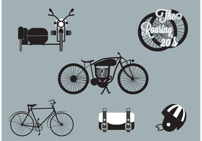 Roaring 20s Motorcycle and Bicycle Set vector