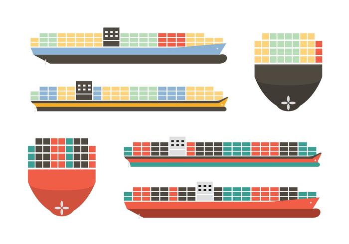 Colorful Container Ship Vectors Colorful Container Ship Vectors