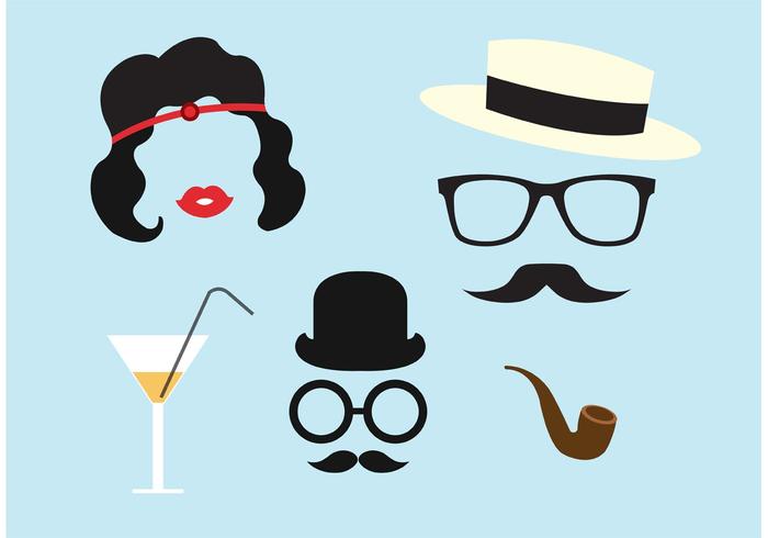 Vintage Roaring 20s Icons  vector