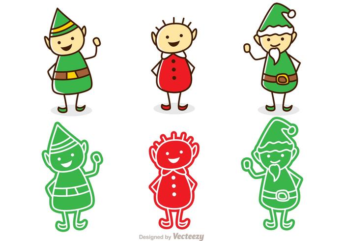 Santas Elves Paquete de Navidad vector