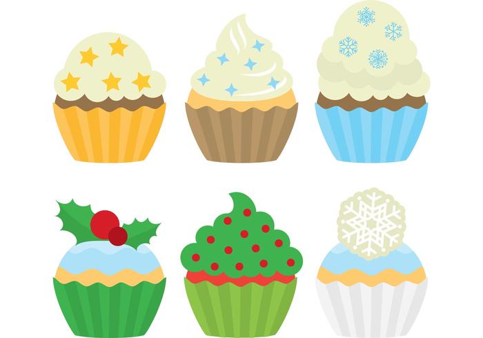 Postre de Navidad Cupcakes vector