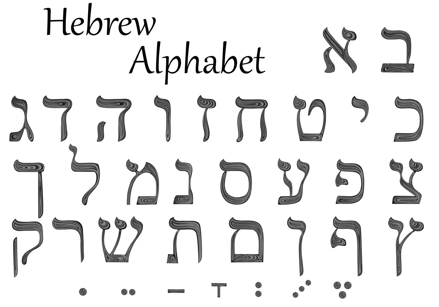 The Set Of Letters Of The Hebrew Alphabet Download Free Vector Art 