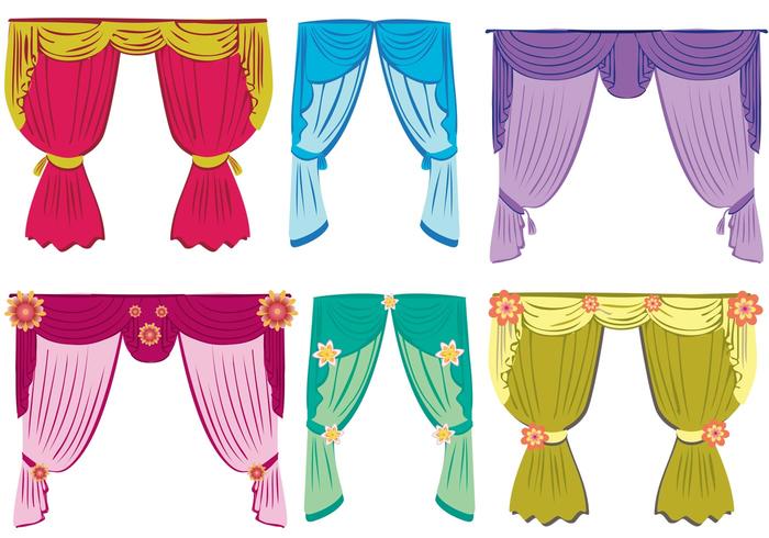 Colorful Fancy Window Curtain vector