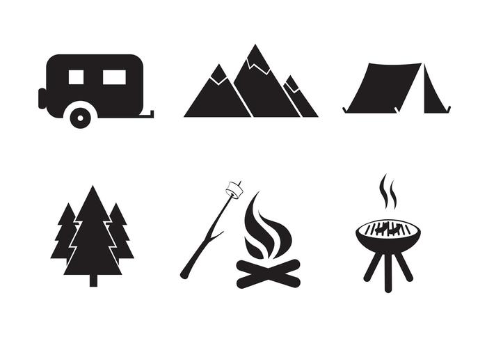 Vector libre de camping conjunto de iconos