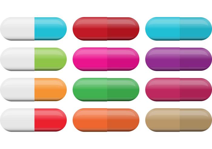 Colorful and White Pills Vectors 