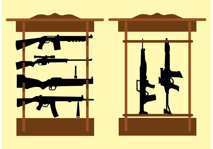 Shelf with Snipers and Rifles vector
