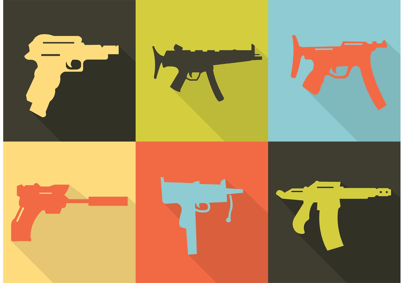 Collection of Weapons and Gun Shapes Download Free Vector Art, Stock