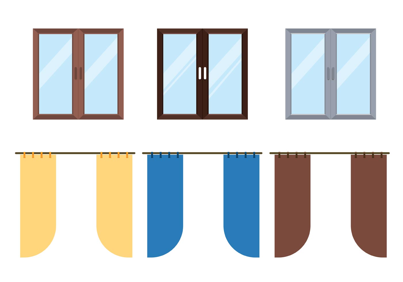 Window Curtain Vector Set 84087 Vector Art at Vecteezy