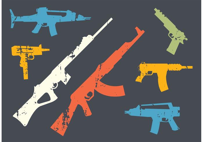 Grunge Gun Shape Vectors 