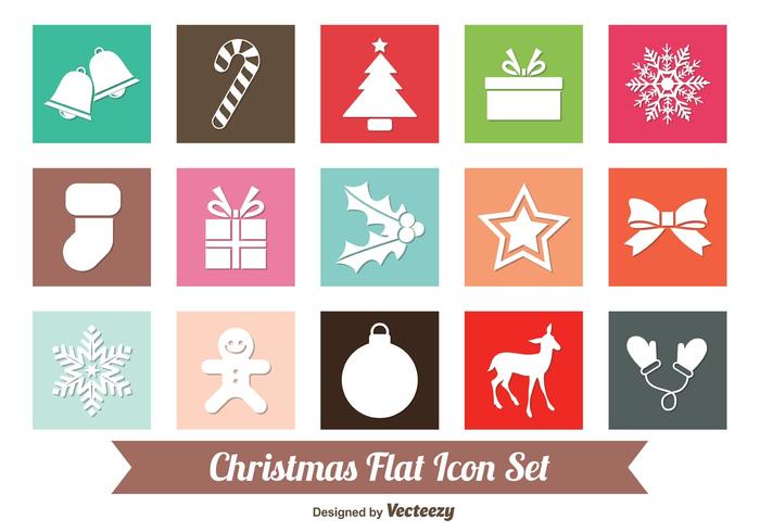 Conjunto de iconos de Navidad plano vector