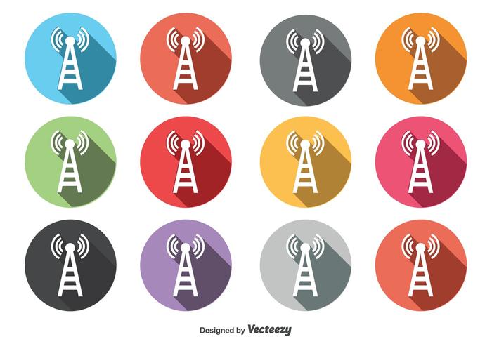Round Phone Tower Icon Set vector