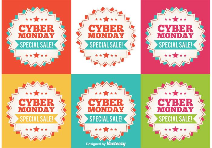 Cyber Monday Flat Sale Tags vector
