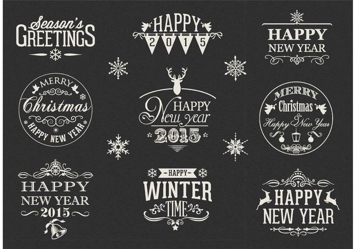 Free Retro Happy New Year Vector Labels