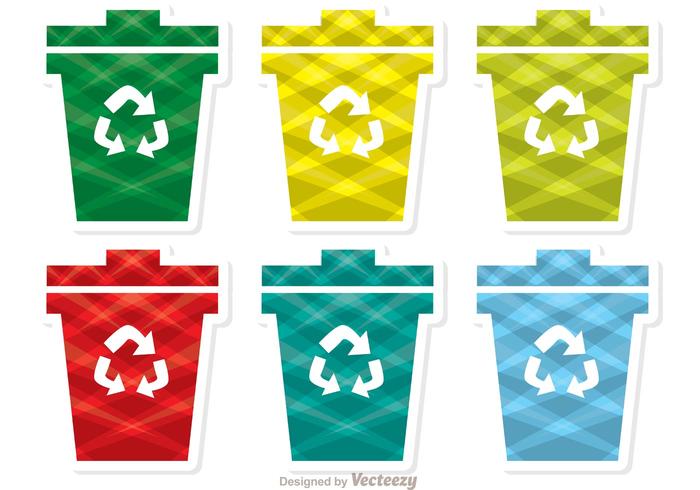 Colorful Patterned Garbage Icon Vector pack