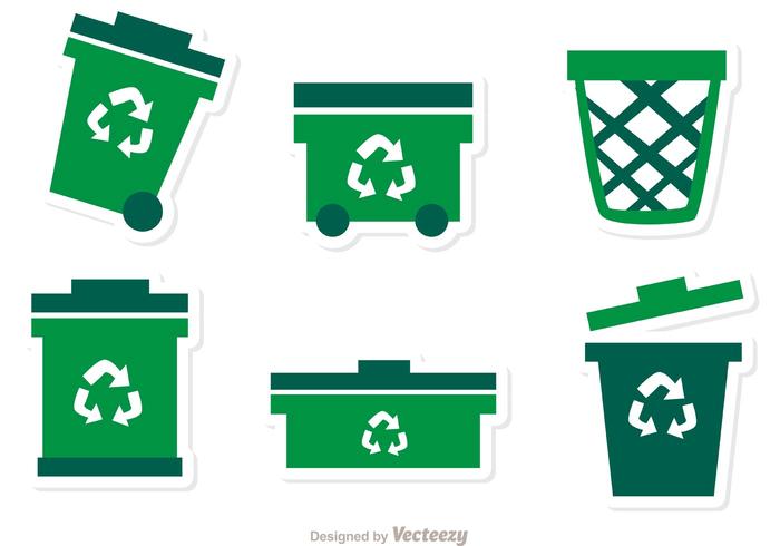 Collection Of Green Garbage Icons Vector Pack