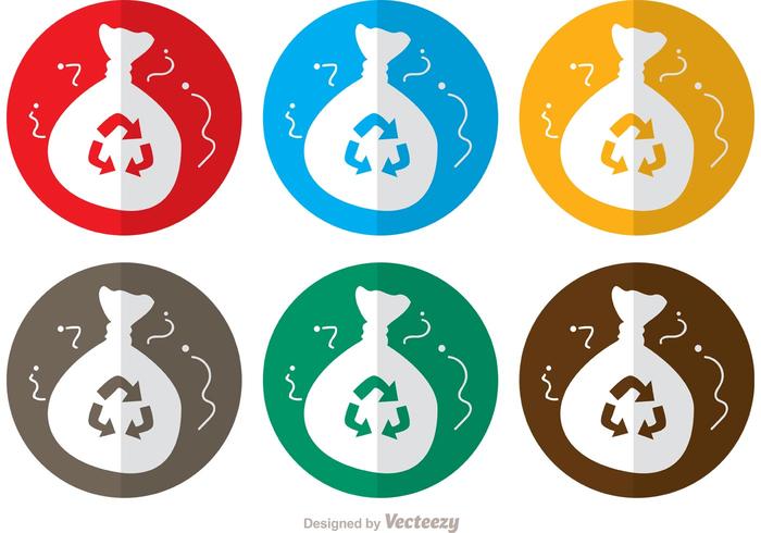 Circle Icon Rubbish Bag Vectors Pack