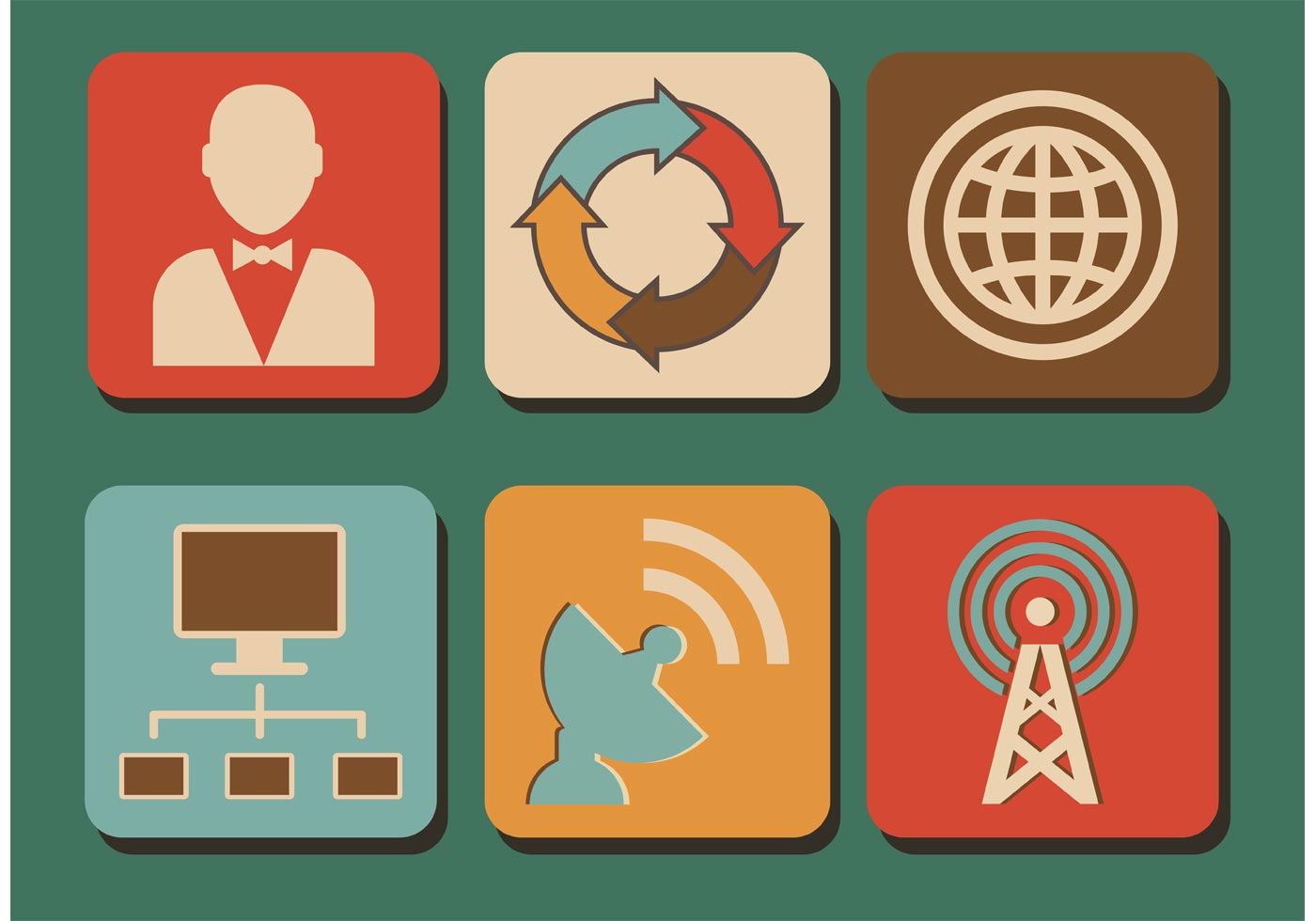 Download Free Retro Icon Set - Download Free Vectors, Clipart Graphics & Vector Art