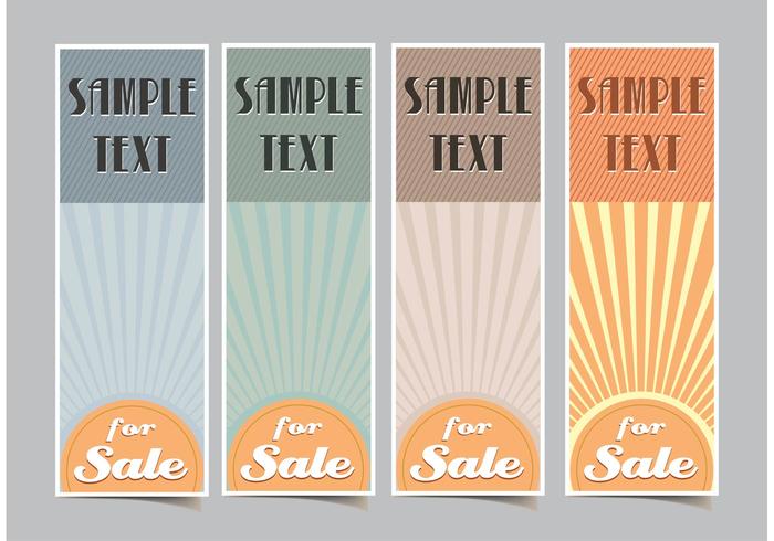 Vertical Retro Sunburst Vector Banners 