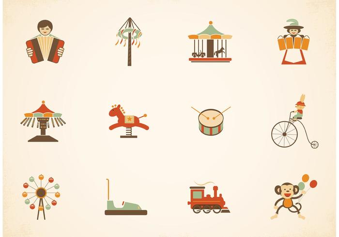 Iconos libres del vector del parque de atracciones de la vendimia