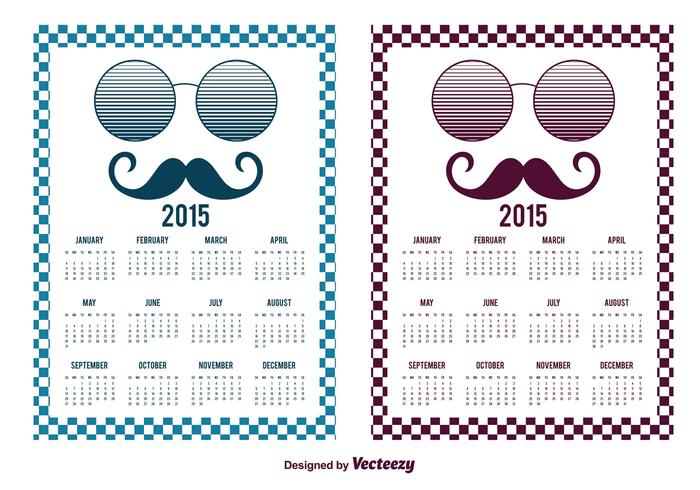 Hipster Style 2015 Calendar Cards vector