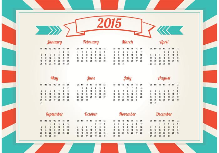 Calendario retro del estilo 2015 vector