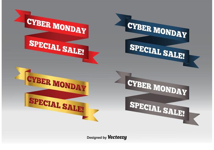 Cyber Monday Sale Banner Set vector