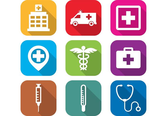 Flat Hospital Icons vector