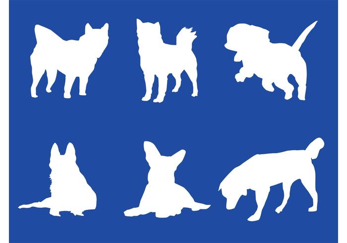 White Vector Dog Silhouettes White Vector Dog Silhouettes