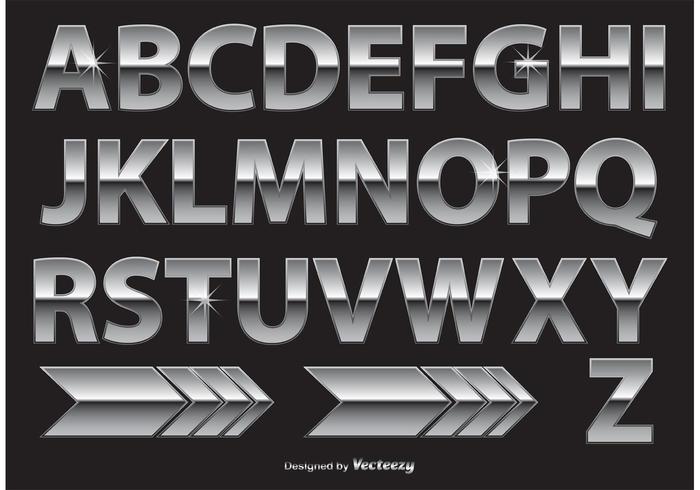 Chrome  Metal Alphabet vector