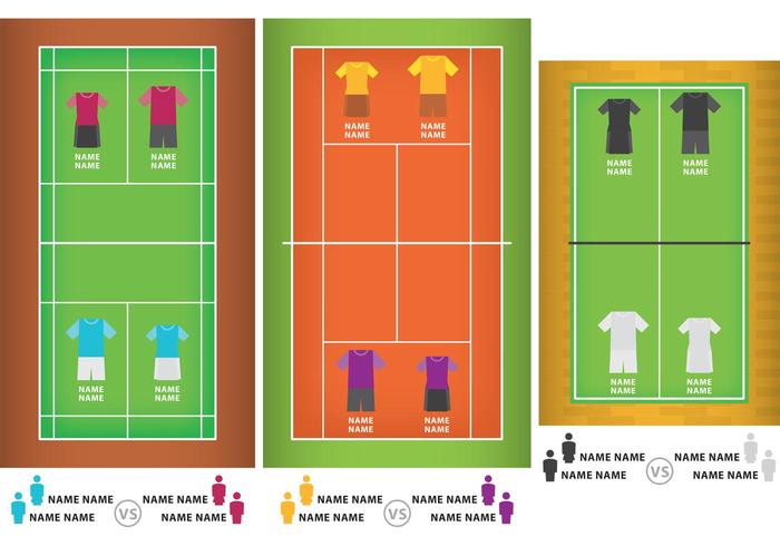 Corte de bádminton con uniformes vector