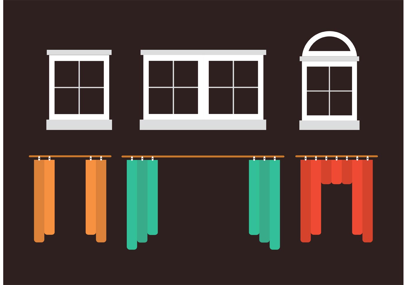 Windows and Curtains - Download Free Vector Art, Stock 