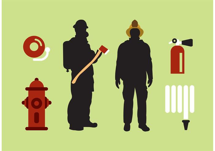 Isolated Fireman Vector Set