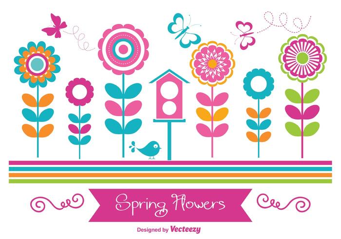 Colorful Spring Flowers vector