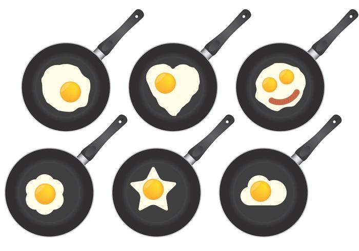 Pans And Fried Eggs vector