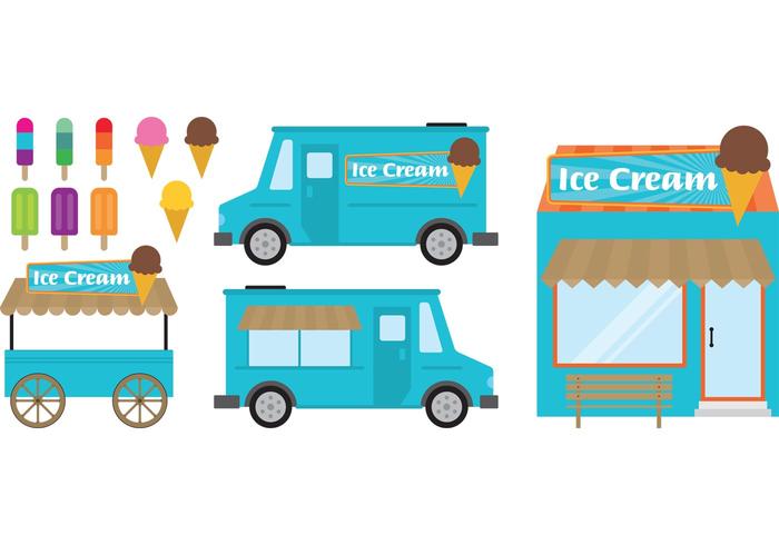 Food Cart And Ice Cream Shop vector