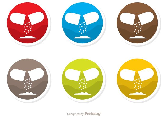 Colorido círculo píldoras iconos Vector Pack